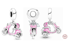 Charm Sterling silver 925 Motorbike to the city pink, travel bracelet pendant