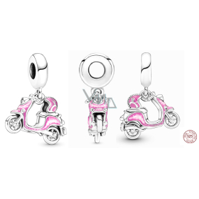 Charm Sterling silver 925 Motorbike to the city pink, travel bracelet pendant