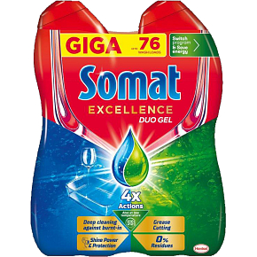 Somat Excellence Duo Dishwashing Gel, 2× 684 ml, 76 doses