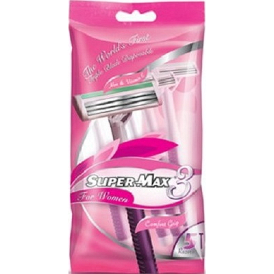 Super-Max 3 Triple Blade Disposable Razor 5 Pieces