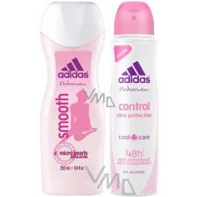 Adidas Control Smooth Shower Gel 250 ml + Control Ultra Protection antiperspirant deodorant spray for women 150 ml, cosmetic set