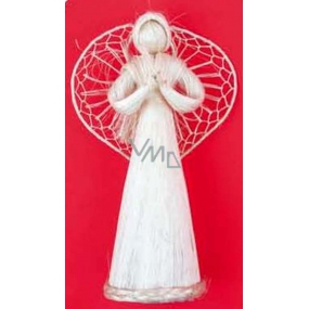 Angel with interwoven wings abaca 16 cm