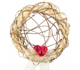 Wreath with red ornaments with interwoven center 30 cm