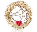 Wreath with red ornaments with interwoven center 30 cm