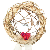 Wreath with red ornaments with interwoven center 30 cm