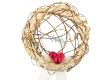 Wreath with red ornaments with interwoven center 30 cm