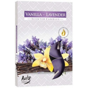 Bispol Aura Vanilla Lavender - Vanilla and lavender scented tealights 6 pieces