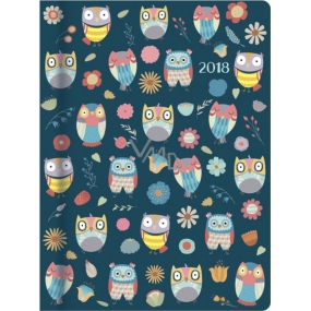Albi Diary 2018 day Owls with flowers 12.5 cm x 17 cm x 2.2 cm