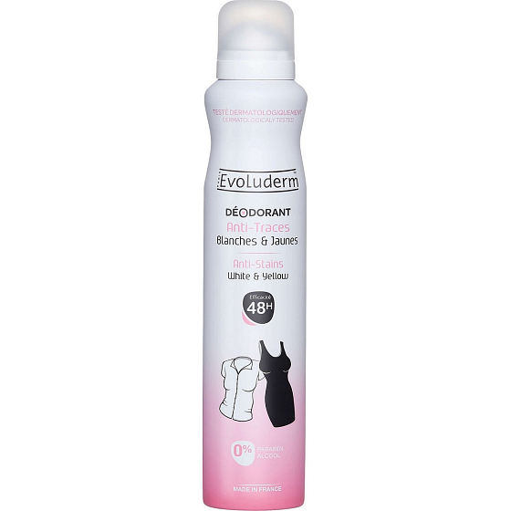 Evoluderm Anti Stains deodorant spray for women 200 ml