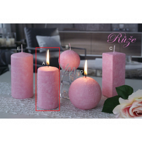 Lima Marble Scent of flowers Rose scented candle pink cylinder 50 x 100 mm 1 piece