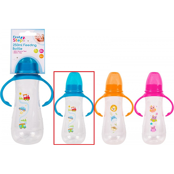 First Steps Feeding Bottle 0+ baby bottle clear with handles Car blue 250 ml