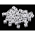 Plastic stringing cube 6 mm white with black letters 50 pieces