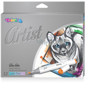 Colorino Artist sketch markers double-sided, triangular, brush and cut tip 12 light colours