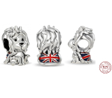 Sterling silver 925 England Lion figure bead on travel bracelet approx 10 mm