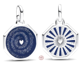 Charm Sterling silver 925 Galaxie Heart - Mini medallion, bracelet pendant universe