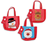 Christmas fabric bag Santa Claus, snowman and reindeer 20 x 8 x 19,5 cm