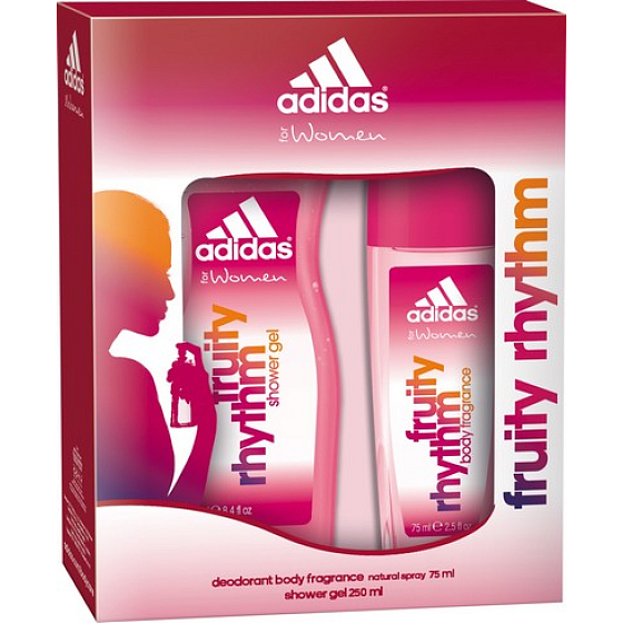 Adidas Fruity Rhythm perfumed deodorant glass 75 ml + shower gel 250 ml, for women cosmetic set