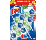 Bref Power Aktiv 4 Formula Pine Freshness WC block for hygienic cleanliness and freshness of your toilet, colours water, Mega pack 3 x 50 g