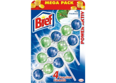 Bref Power Aktiv 4 Formula Pine Freshness WC block for hygienic cleanliness and freshness of your toilet, colours water, Mega pack 3 x 50 g