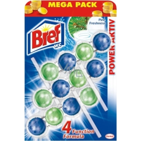 Bref Power Aktiv 4 Formula Pine Freshness WC block for hygienic cleanliness and freshness of your toilet, colours water, Mega pack 3 x 50 g
