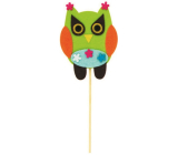 Felt owl with flowers pick 9 cm + skewer