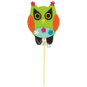 Felt owl with flowers recess 9 cm + skewers