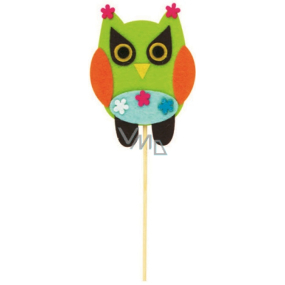 Felt owl with flowers recess 9 cm + skewers