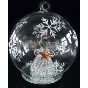Glass ball with angel LED 11 cm