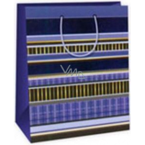 Ditipo Gift paper bag 26.4 x 13.6 x 32.7 cm blue - yellow stripes AB