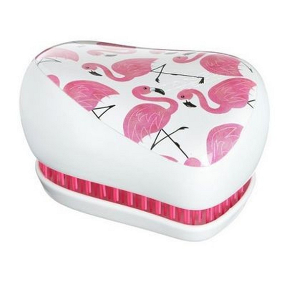 Tangle Teezer Compact Professional compact hairbrush, Skinny Dip Flamingo Print