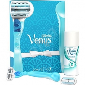 Gillette Venus shaver + spare head 2 pieces + Satin Care shaving gel 75 ml, cosmetic set for women