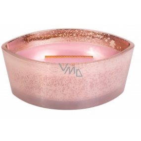 WoodWick Mercury Pink Rose - Tender pink rose scented candle with wooden wide wick and glass boat lid 453 g