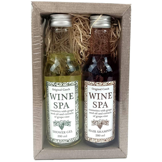 Bohemia Gifts Wine Spa Wine Cosmetics Grape Oil and Vine Extract Shower Gel 200 ml + Hair Shampoo 200 ml Cosmetic Set