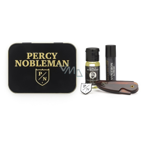 Percy Nobleman Styling beard wax 5 ml + foldable travel comb for mustache and mustache + nourishing oil conditioner for beards 10 ml + brooch with Percy Nobleman logo, beard set for men