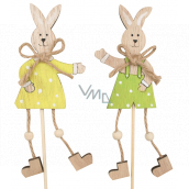 Bunny with boots wooden recess 13 cm + skewers 1 piece