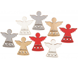 Angel wooden red-silver-white-brown 3.5 cm 8 pieces