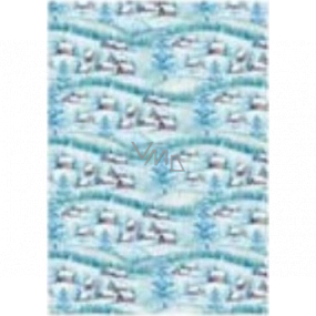 Ditipo Gift wrapping paper 70 x 100 cm Christmas light blue - houses 2 sheets