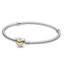 Sterling silver 925 Heart domed gold, love bead on bracelet