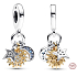 Sterling silver 925 Celestial charm with cubic zirconia, sun, star, crescent, 3in1 universe bracelet pendant