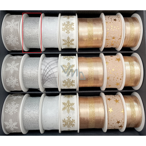 Nekupto Christmas fabric ribbon Silver threads 25 mm x 2,5 m