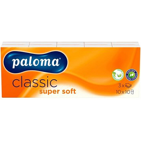 Paloma 3-ply Paper Handkerchiefs Classic Super Soft, 10x 10 pcs