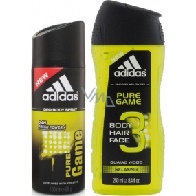 Adidas Pure Game deodorant spray for men 150 ml + 3in1 shower gel for body, face and hair 250 ml, duopack