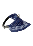 B&F Leather collar with cotton scarf blue 1.8 x 50 cm