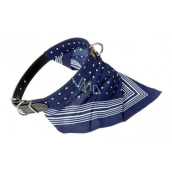 B&F Leather collar with cotton scarf blue 1.8 x 50 cm
