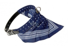 B&F Leather collar with cotton scarf blue 1.8 x 50 cm