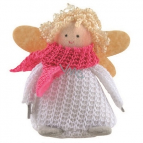 Angel white knitted dress standing 8 cm with curly hair