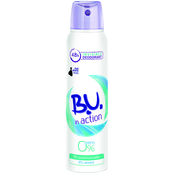 BU In Action Zero 0% Invisible 48h deodorant spray for women 150 ml
