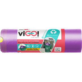 viGO retractable waste bags, 27 µ, 70 × 100 cm, 120 l, 10 pcs