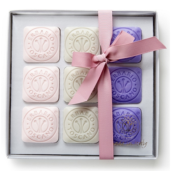Erbario Toscano Lavender, Ambra and Hyacin toilet soap 9 x 30 g, luxury cosmetic set