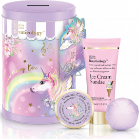 Baylis & Harding Unicorn shower cream 100 ml + body cream 50 ml + sparkling ballistic bath 140 g + money box with unicorn motif, cosmetic set